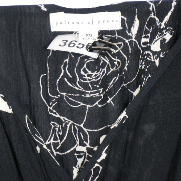 Patrons of Piece Black Dress Womens Size XS Black Floral Sheer Elastic Waist - Picture 4 of 11